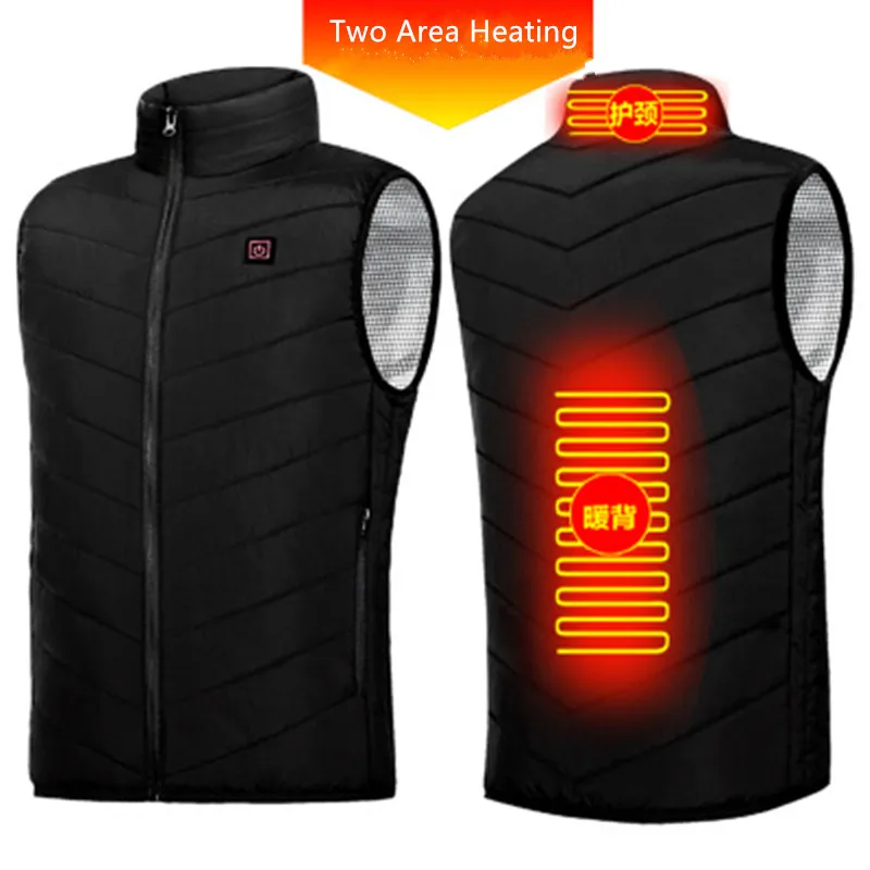 New 9 Places Heated Vest Men Women Usb Heated Jacket Heating Vest Thermal Clothing Hunting Vest Winter Heating Jacket BlackS-6XL