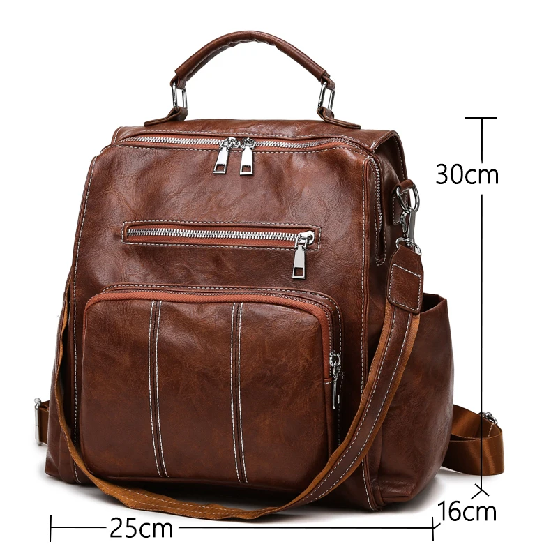 Casual Women Leather Backpack High Quality Bagpack Women School Bags For Teenage Girls Ladies Large Capacity Travel Backpack Sac