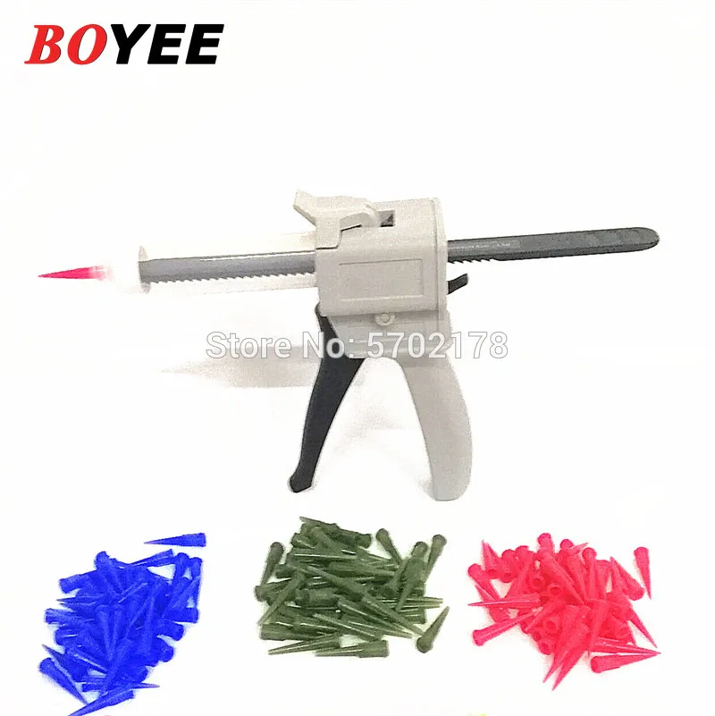 Manual Caulking Gun Applicator Glue Gun with 300piece Tapered Dispensing Needle tips 55cc Glue Dispenser Syringe Barrel