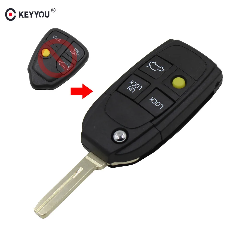 

KEYYOU Modified 4 Buttons Remote Key Shell Flip Folding For Refit Volvo S40 V40 C70 S60 S8