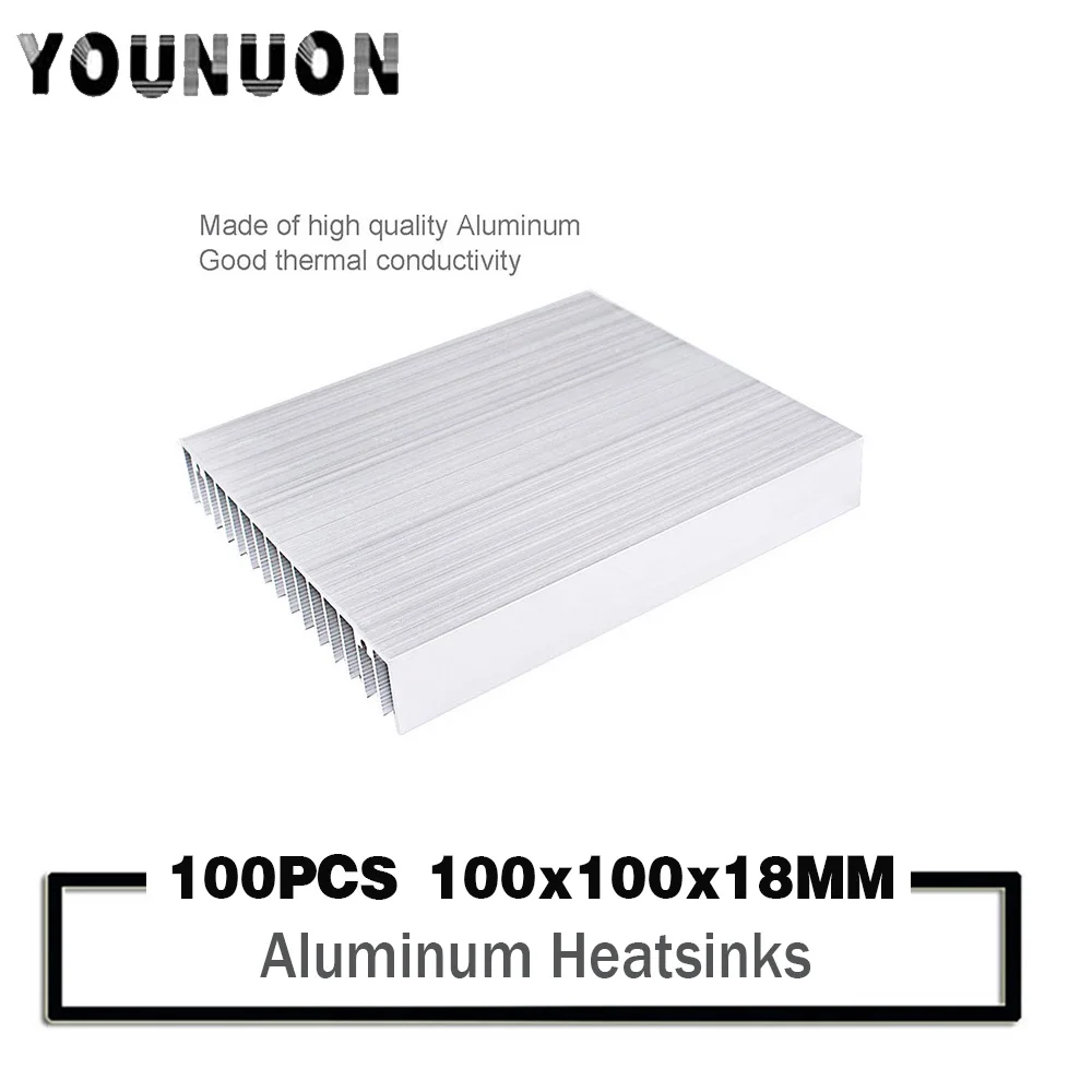 

100PCS High Power Amilifier Electronic IC LED Light Aluminum Heat Sink Radiator Heatsink Chipset Heat Dissipation Cooling-100x10