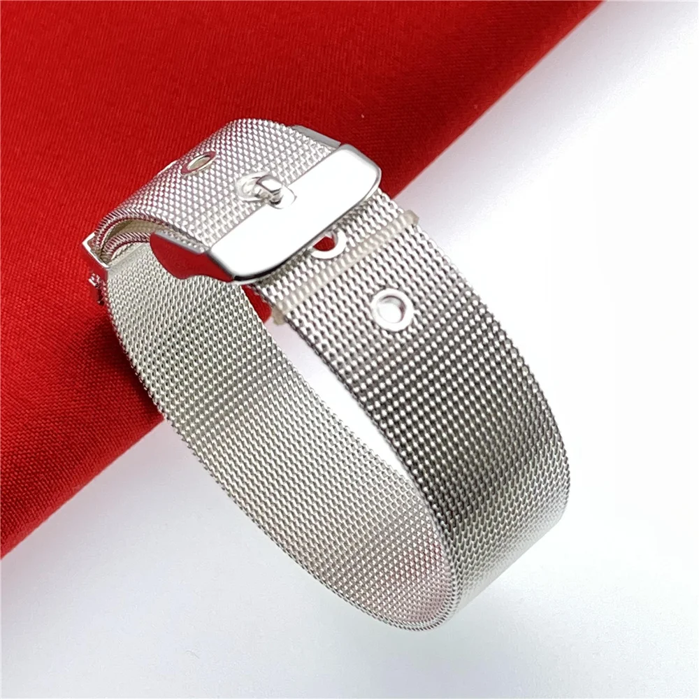 925 Sterling Silver Watch Strap, 10/Mm, Mesh Bracelet For Women And Men, Charm For Wedding Party, Engagement, Fashion Jewelry