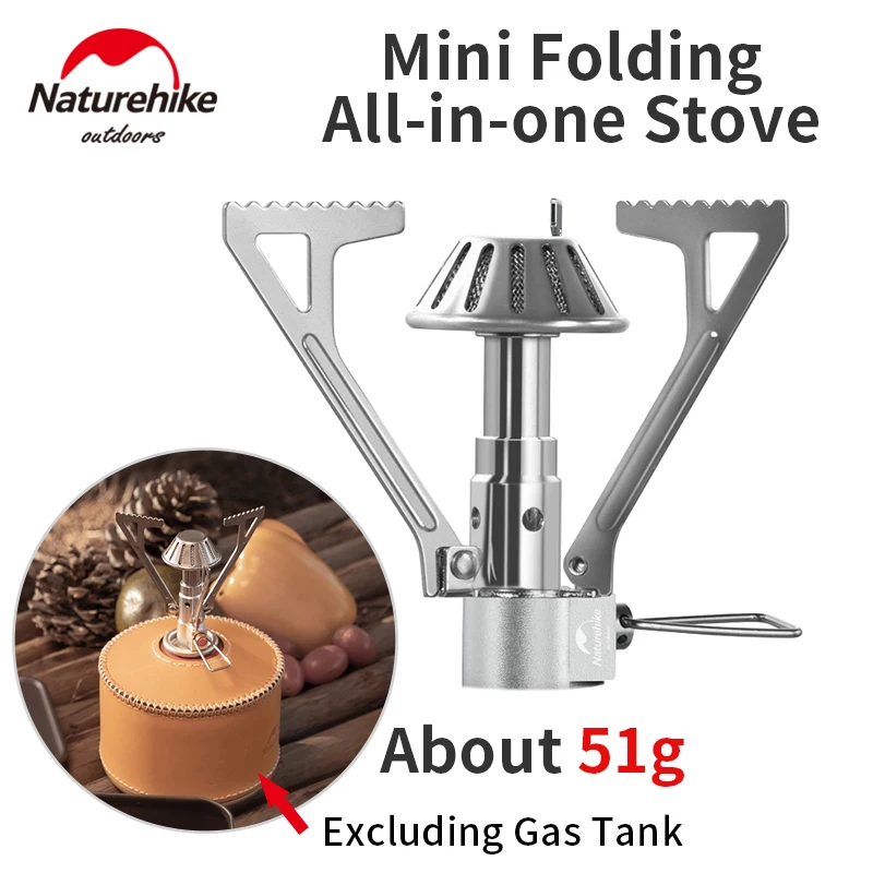 Naturehike Folding All-In-One Stove Head Ultralight 51g Mini Portable Camp Cook Gas Furnace Adjustable Valve Ignition Tool