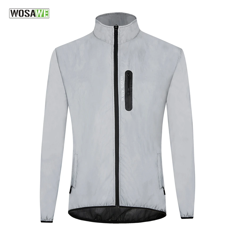 WOSAWE Cycling Jacket Reflective Windbreaker Night Glowing Running Waterproof Rainproof MTB Bicycle Bike Jacket Highly Visible