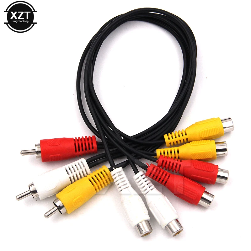 Nowy 3 RCA męski do 6 RCA rozgałęziacz wtyczek żeńskich Audio wideo kabel Adapter AV dla TV odtwarzacz DVD rozgałęźnik wideo kabel RCA HD-TV