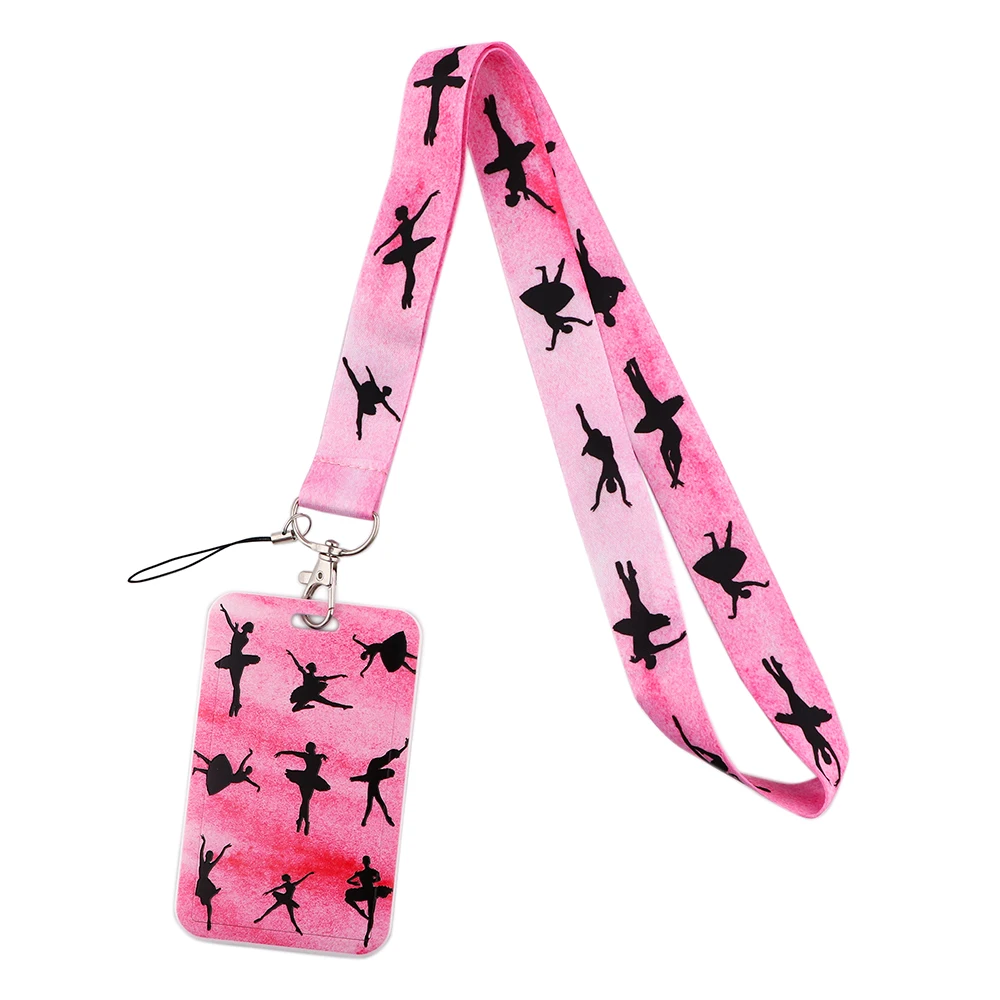 K3030 Ballet Pink Lanyard Student Access Card Holder Employee Name ID Card Cover Work Certificate Identity Badge Business Case