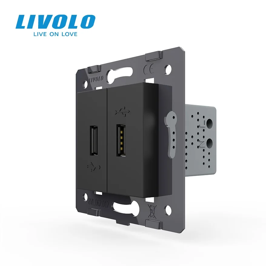 Livolo White Plastic Materials , Power Socket , EU  Standard DIY Parts, Function Key for USB Socket,VL-C7-1USB-11