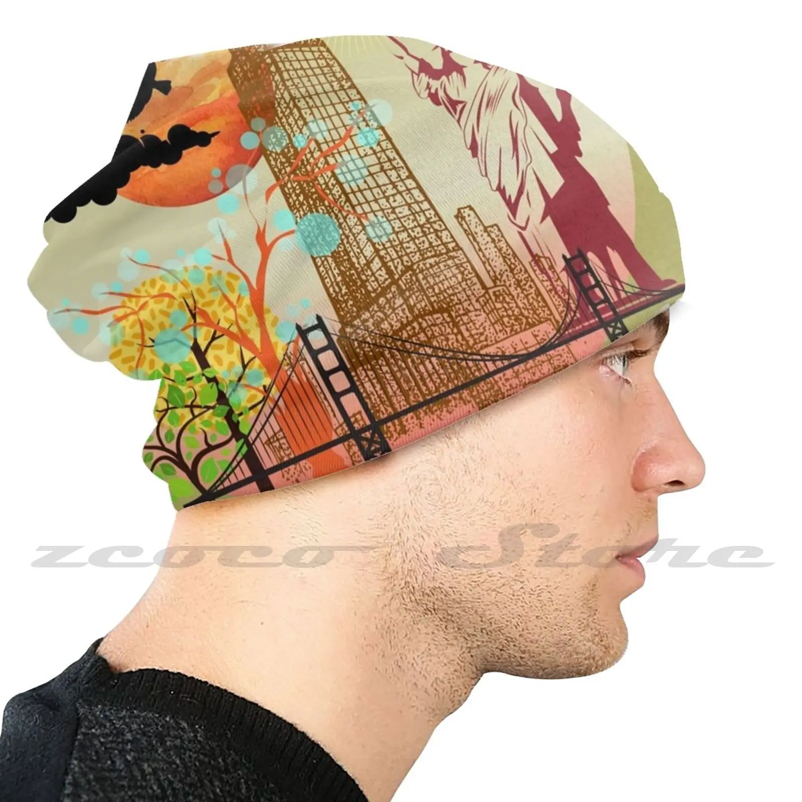 Вязаная шапка «закат в Нью-Йорк», мягкая