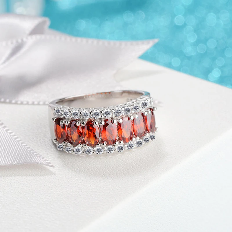 Classic 925 Silver Jewelry Rings with Emerald Ruby Gemstone Fashion Accessories for Women Wedding Promise Party Wholesale Ring