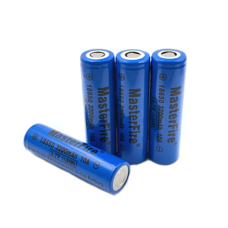 Wholesale MasterFire Original 18650 3200mah 10A 3.7V 11.84Wh High Drain Rechargeable Lithium Battery Cell For Torch Batteries