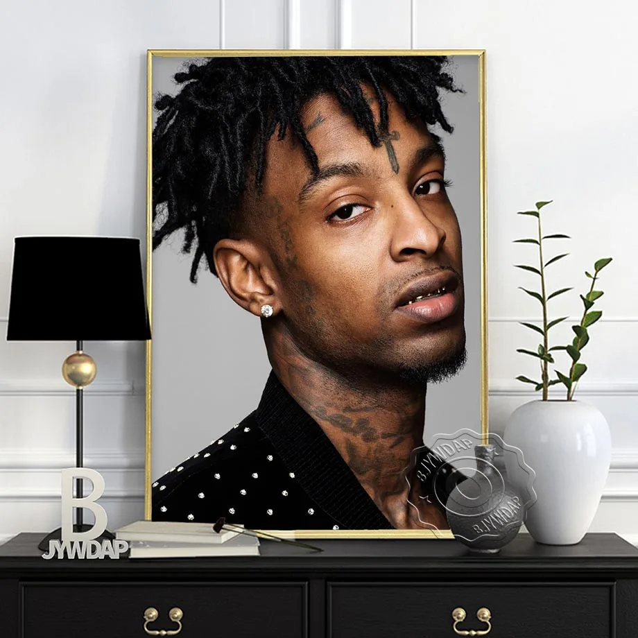 Modern Nordic Canvas Painting 21 Savage Rap Music Album Star Hip Hop Rapper Poster Prints Art Wall Pictures for Home Decor