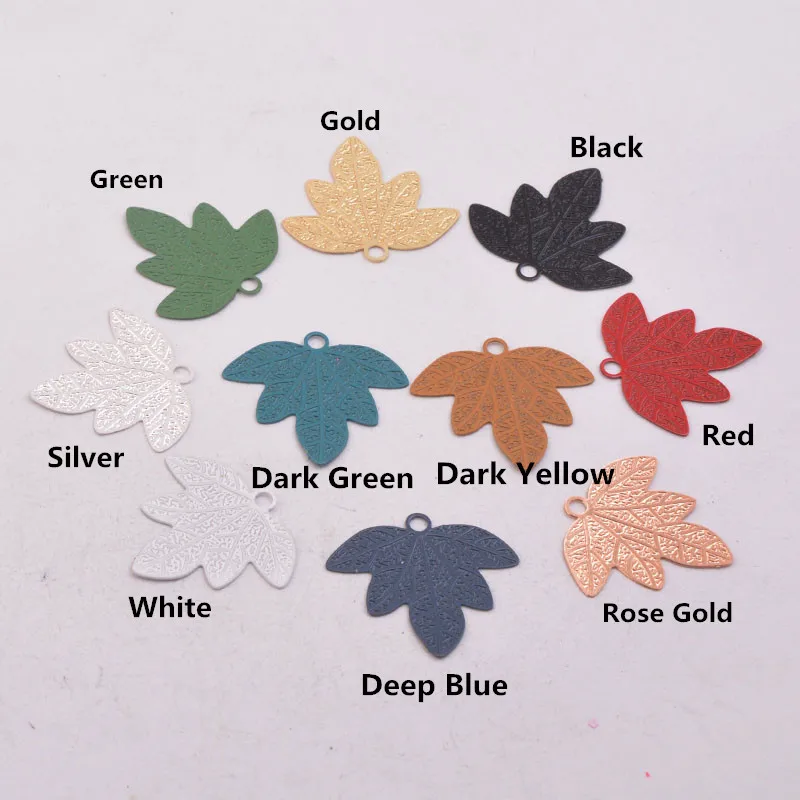 50pcs AC11127 20*23mm Maple leaves Charms Silver plated and Rose Gold Leaves Pendant  Earring Findings For Woman Bijoux