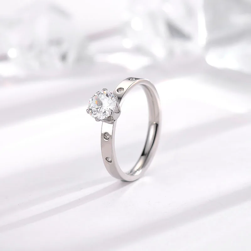 Anti Allergy Titanium Steel 1 Big 4 Small Cubic Zirconia Wedding Ring For Woman Rose Gold Color Crystal Wedding Jewelry bague