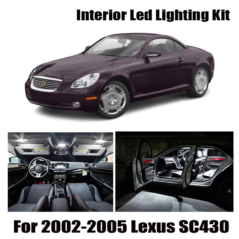 11pcs White Canbus LED Bulbs Interior Map Dome Trunk Light Kit For 2002 2003 2004 2005 Lexus SC430 License Plate Courtesy Lamp