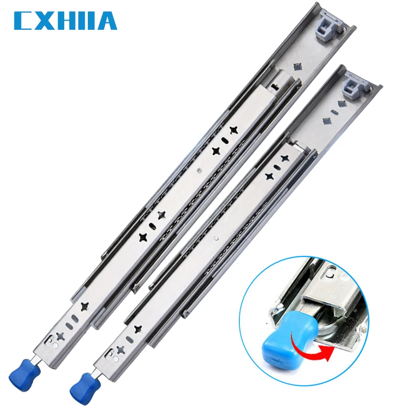 CXHIIA Stainless Steelheavy Duty Lock In Drawer Slides  Camper Full Extension Guide Ball Bearing Rail Rv  System