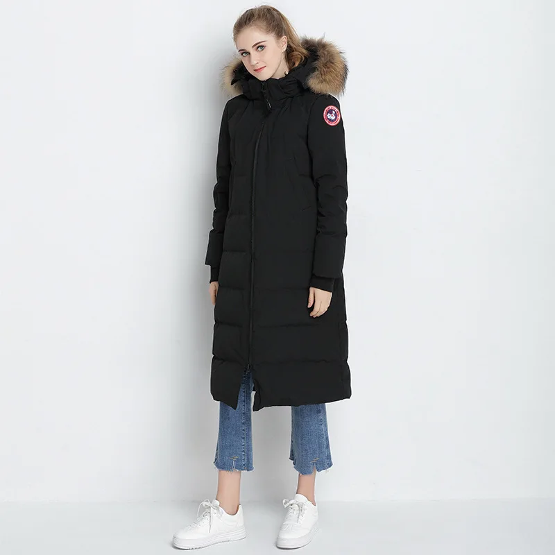 Winter Down Coat Female Brand Clothes 2020 Korean Long Duck Down Jacket Raccoon Fur Hooded Thick Warm Overcoat Hiver 8726