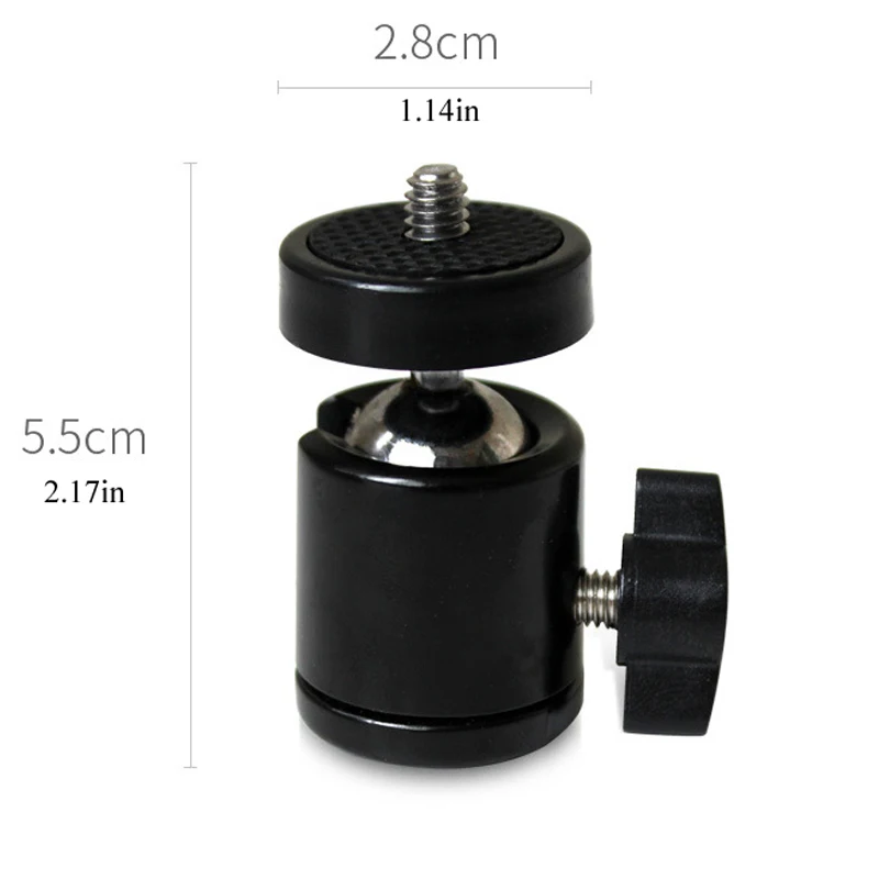 Mini Ball Head with 1/4 Hotshoe Mount Adapter 360 Degree Swivel Aluminum Tripod Ballhead for DSLR Light Stand Camrea Joint