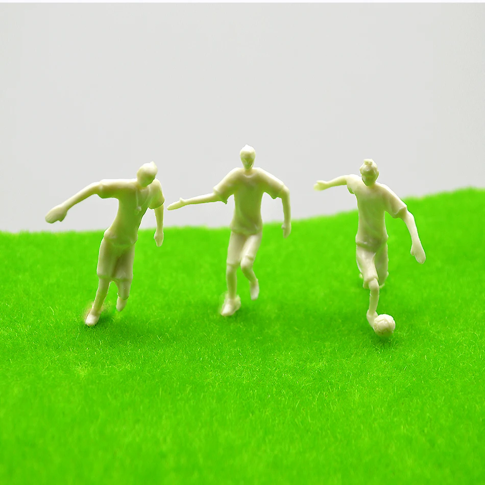 12pcs/lot 1:50 1:75 DIY Miniature Football Player Figures Model Unpainted Sports People Diorama Architecture Building Materials