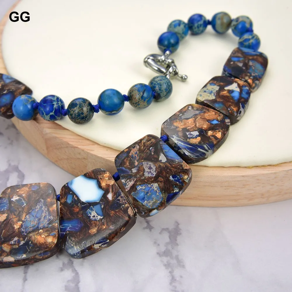 G-G 19\'\' Mixed Color Sea Sediment Imperial Jasper Graduated Necklace