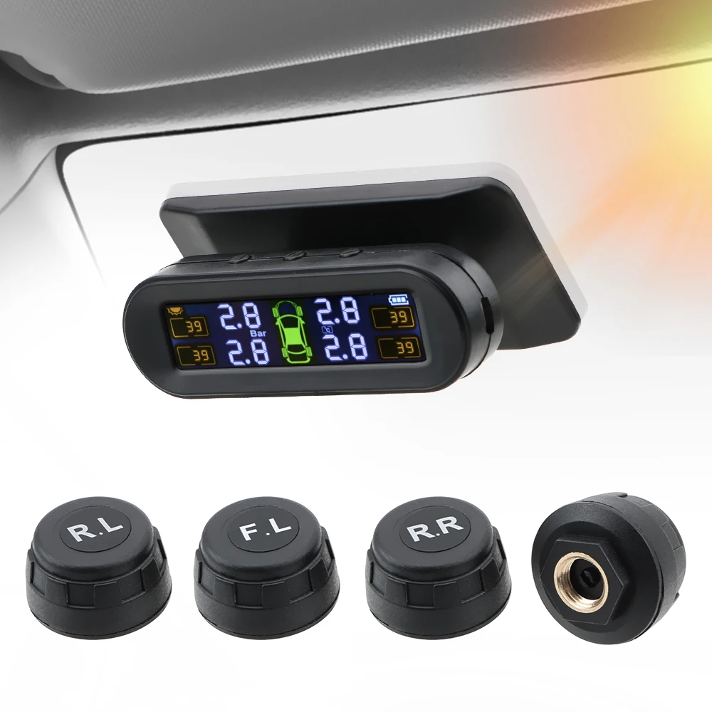 

OHANEE Temperature Warning Fuel Save With 4External Sensors Car Tyre Pressure Monitor Tire Pressure Monitoring System Solar TPMS