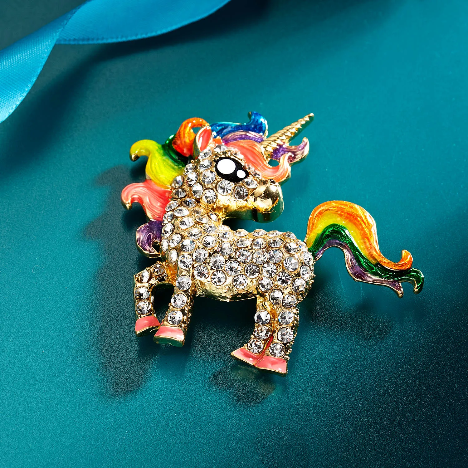 Colorful Horse Brooch For Women Rhinestone Zircon Fashion Coat Lady Brooch Cute Unicorn Animal Brooch Pin Top quality Jewelry