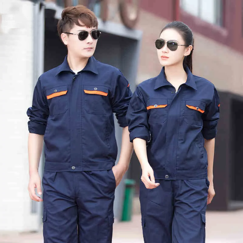 Woman men work overalls working uniforms spring Autumn Coveralls welding suit car repair workshop mechanic Plus Size clothes set