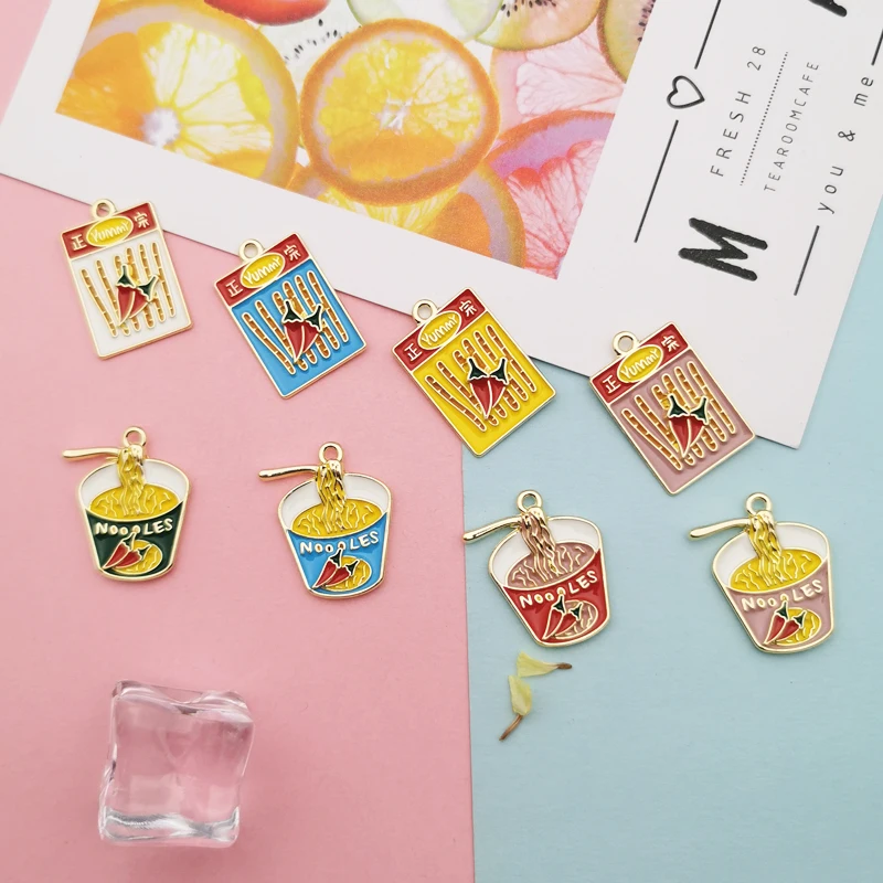 10pcs Kawaii Fashion Instant Noodles Spicy strip Alloy  Charms for DIY decoration neckalce earring key chain Jewelry Making