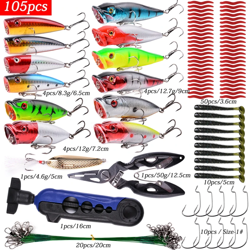 Kit Fishing Lure Set Wobbler Crankbait Swimbait Minnow Hard Soft Artificial Bait Fishing Lures Kit Spinners Carp Fishing Tackle