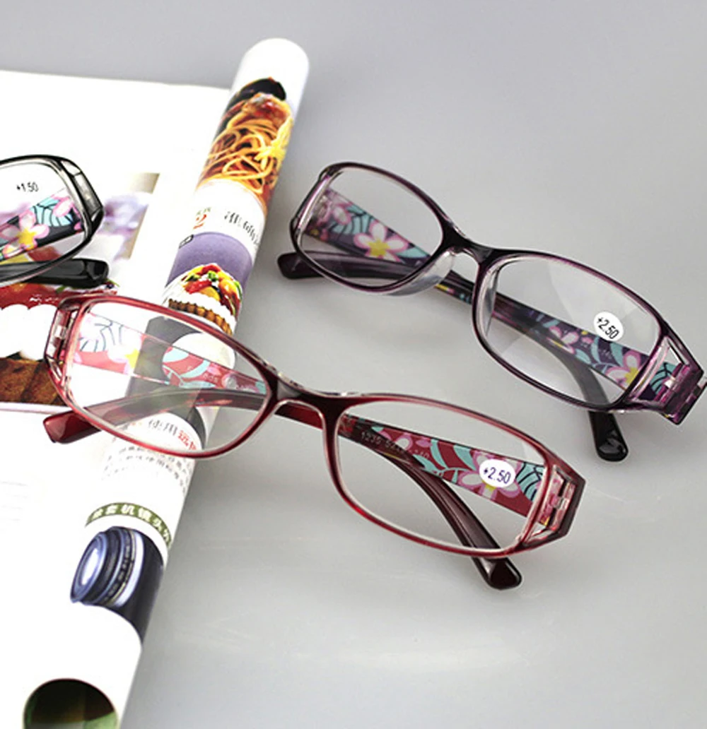 

Women Men Flower Printed Full-rim Ultralight Anti Blu Anti Fatigue Reading Glasses +0.75 +1 +1.25 +1.5 +1.75 to +4