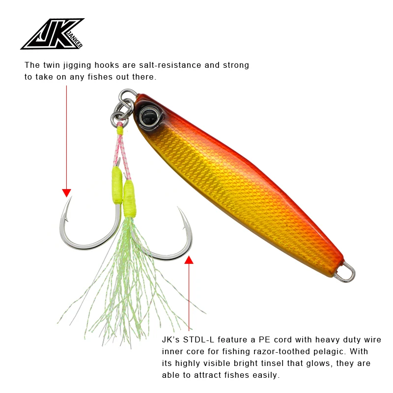 JK New Product STLD-L Wear-Resistant Hook Wire Fixing Device Fishing Single-Line Auxiliary Hook Sea Fishing Hook Luminous