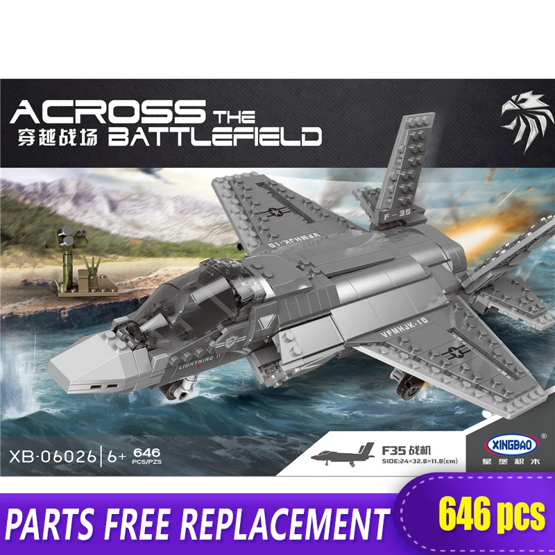 

XINGBAO 06026 Military Series World War2 Rocket F35 fighter Building Blocks Bricks with LOGO Standard Blocks WW2 Toys