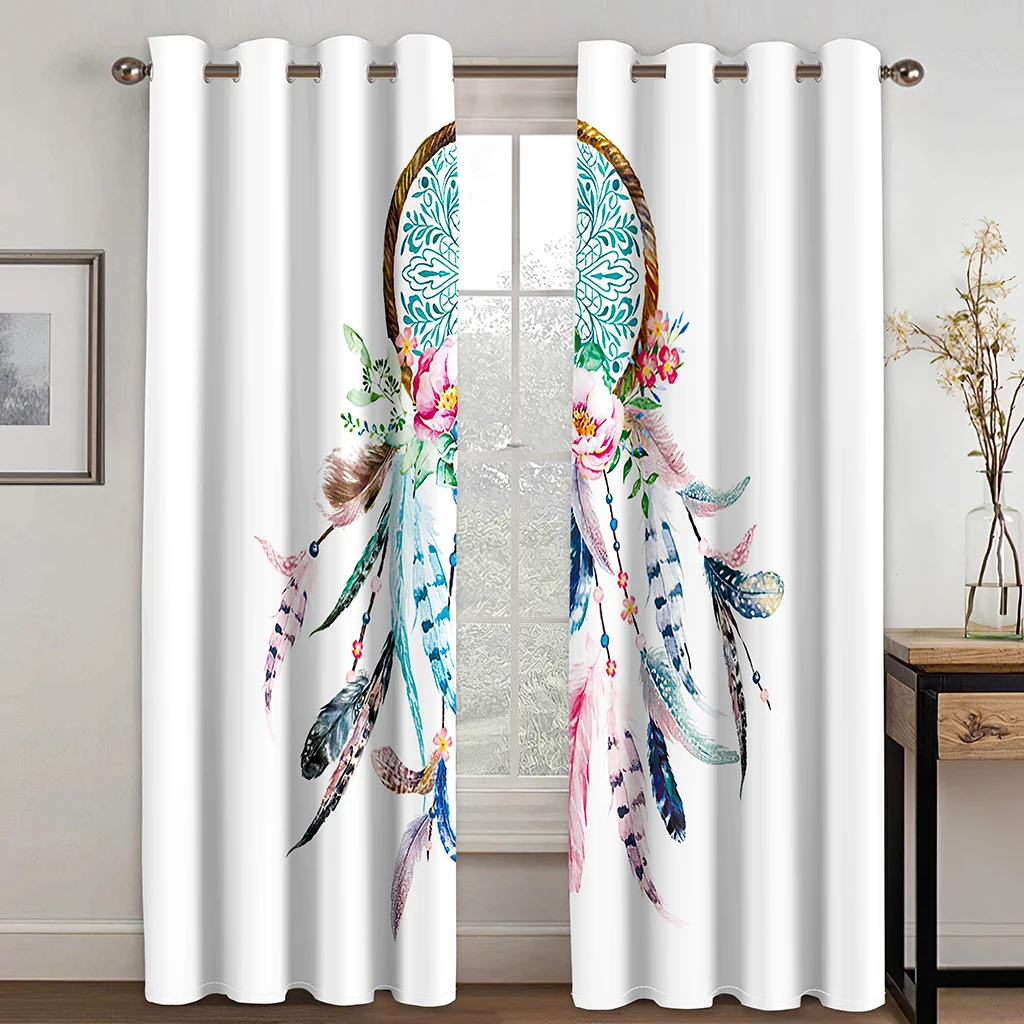 Dreamcatcher Blackout Curtains for Bedroom Living Room Thermal Insulated Window Curtain Boho Drapes Decor(2Panels) Cortina