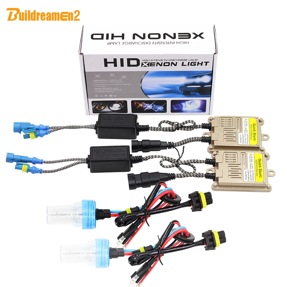 Buildreamen2 55W H1 HID Xenon Kit Bulb AC Ballast High Lumen 3000K 4300K 6000K 8000K Conversion Car Light Headlight Fog Lamp DRL