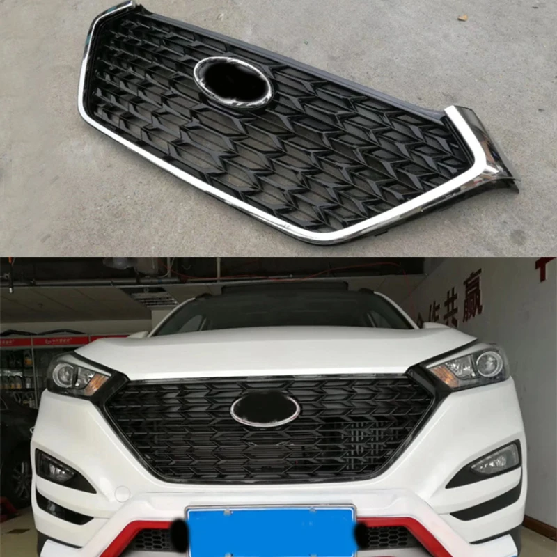 

FRONT MASK COVER GRILLS MONDEO BLACK SILVER CAR STYLING Car accessories Fit for Hyundai Tucson 2015-2018 RACING GRILLE GRILL