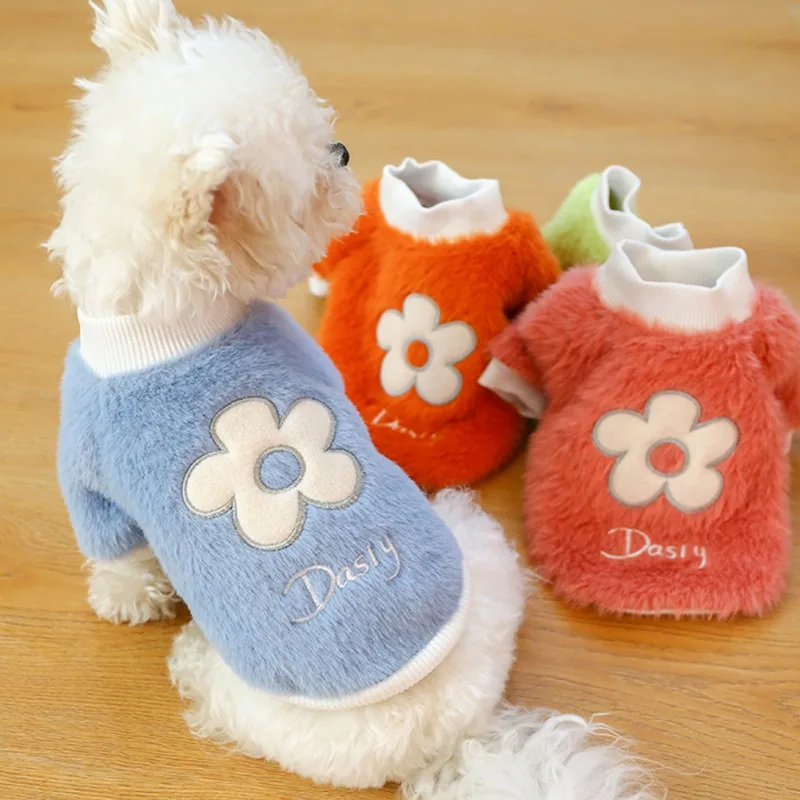 Cartoon Fleece Dog Clothes Cute Pet Coat Small Medium Dog Cat T Shirt Fashion Warm Puppy Jacket Teddy Chihuahua Winter Outfits