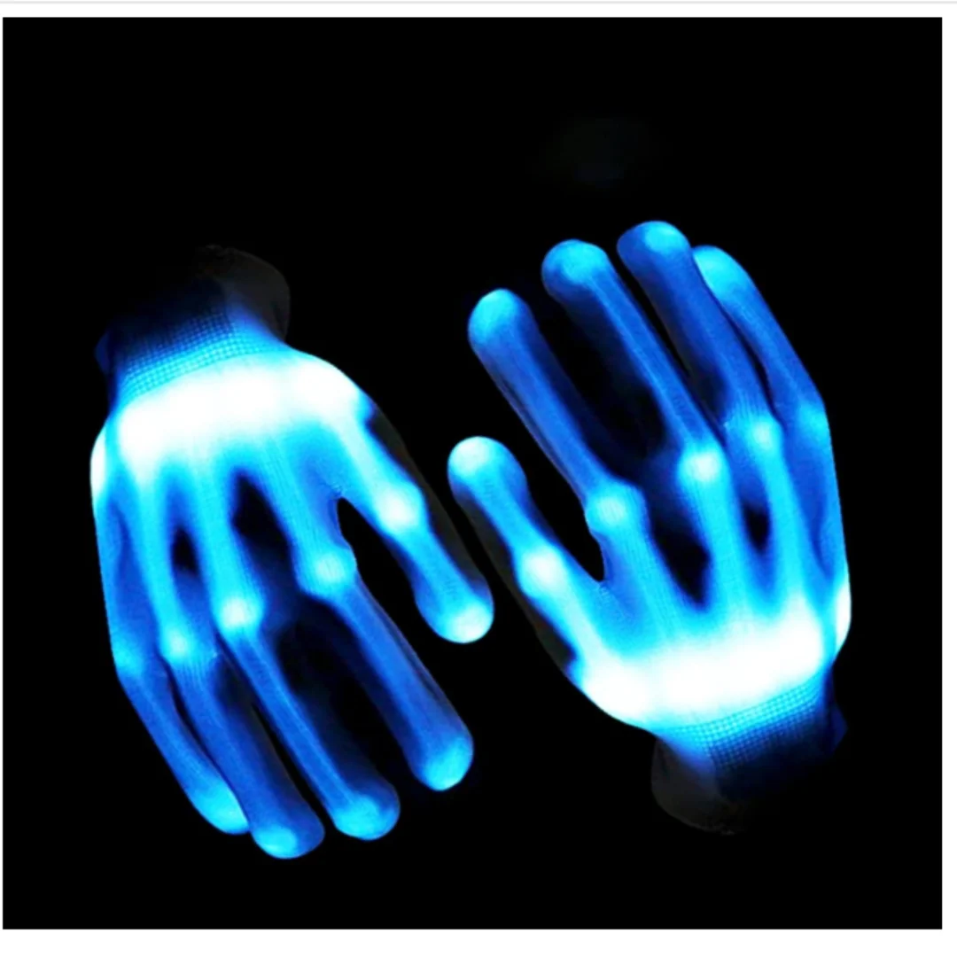 LED Glowing Gloves with Flash Finger Lights, Colorful Gloves, Christmas Costume, Clubbing Party