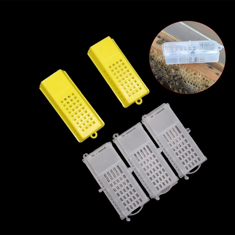 

20PCS Beekeeping Transport Cages Bee Queen Rearing Cage Cell Plastic Post Transmit Move Mail New King Transparent Yellow Tools