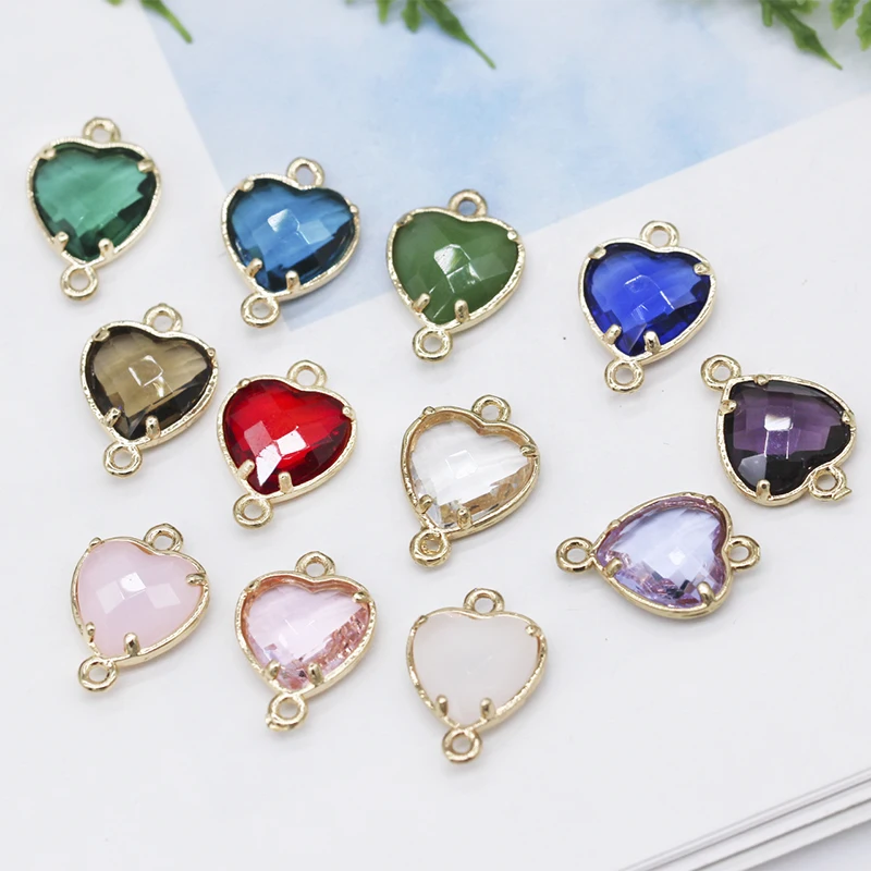 10mm Hearts Crystal Rhinestone Charms For Jewelry Making Gold Metal Pendants Accessories Diy Jewelry Rhinestone