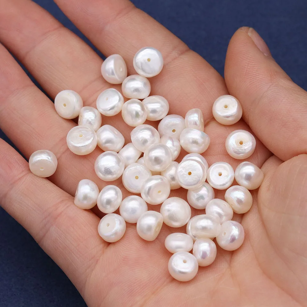 7-8mm Natural Freshwater Pearls Beads Half Drilled Hole Loose Beads For Jewelry Making DIY Earrings Craft Accessories Gift