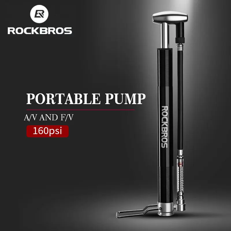 ROCKBROS Bicycle Pump 160 PSI Cycling Pump Air Inflator Schrader & Presta Valve Road MTB Bike Tire Aluminum Alloy Bicycle Pump