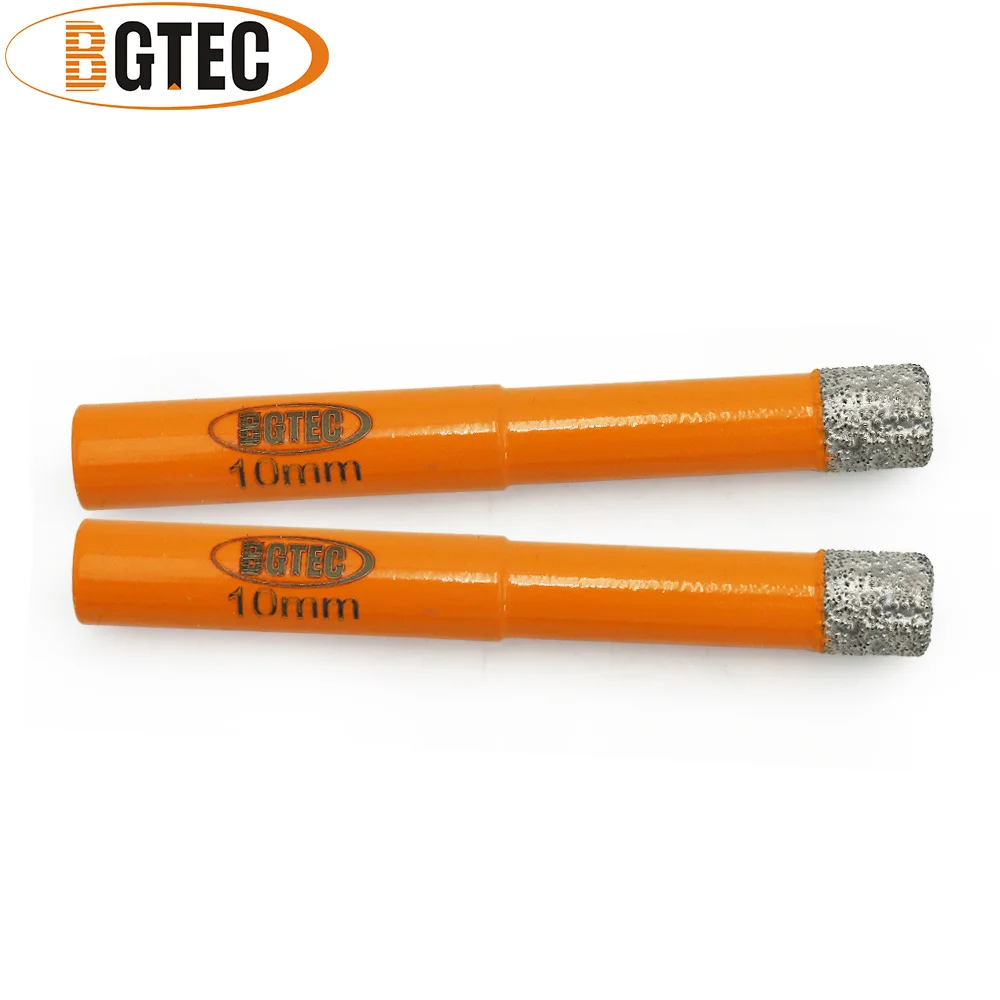 BGTEC 2pcs Dia 10 millimetri Dry Vuoto Brasato punte di Diamante trapano punte di perforazione con Rotonda shank Massoneria drill core bit