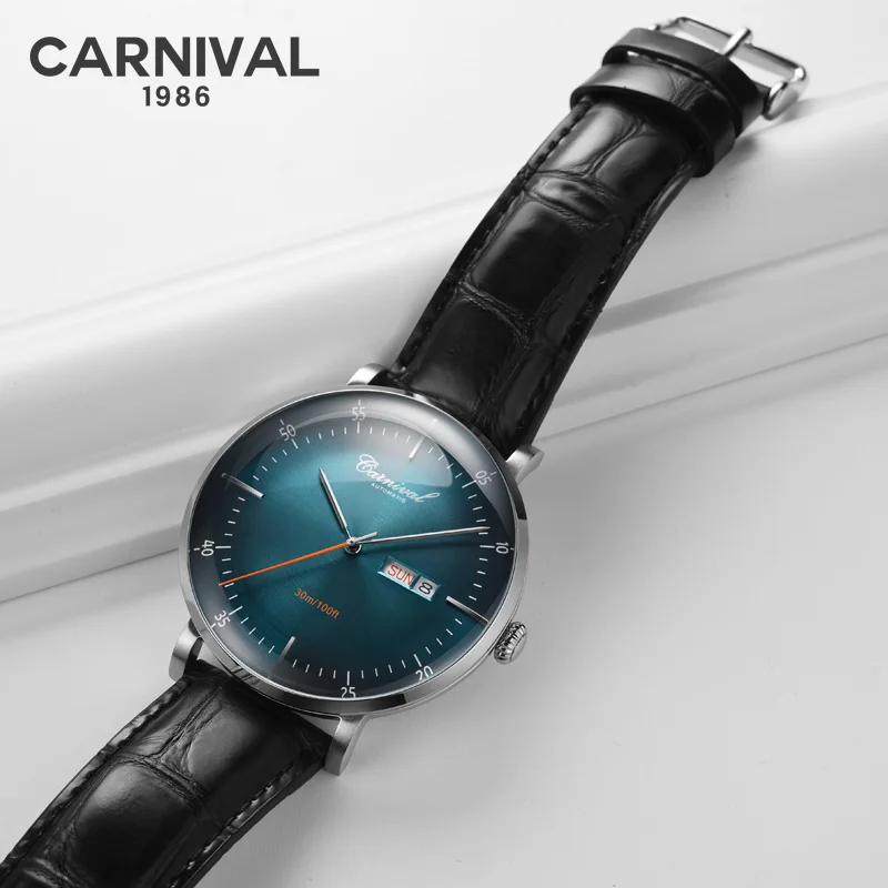 Imagem -03 - Moda Safira Relógio Automático Marca de Luxo Carnaval Negócios Miyota Movimento Relógio Masculino Calendário Mecânico Relógios à Prova Impermeável Água