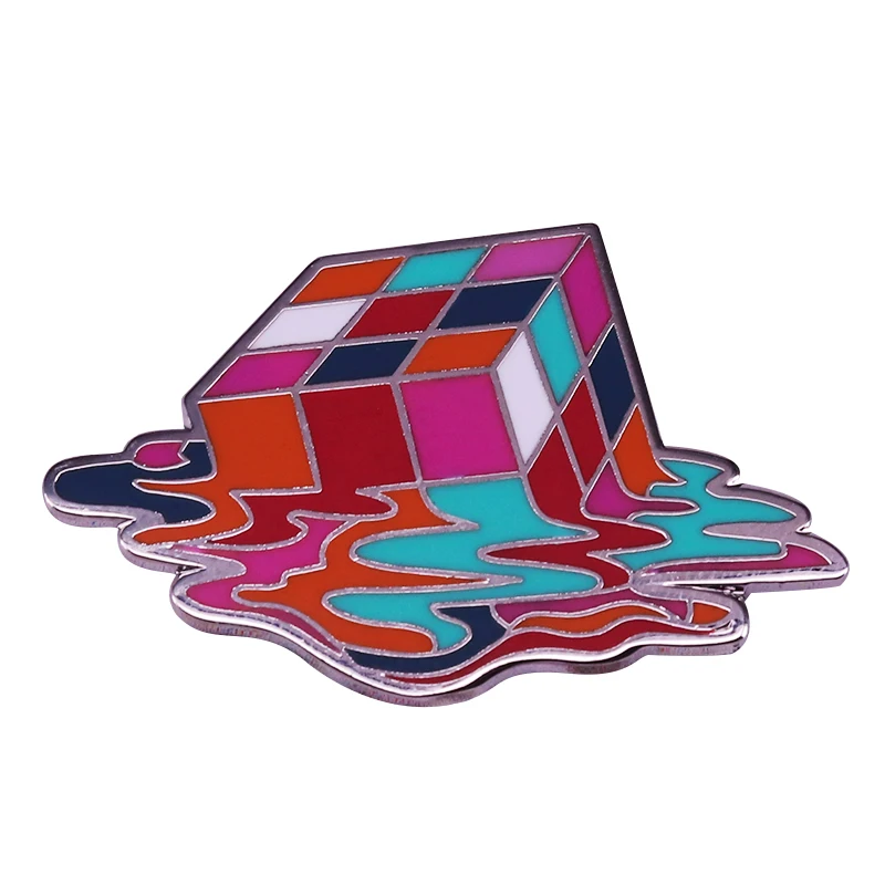 Sheldon Melting Rubiks Cube Brooch Hard Enamel Pin Rainbow Abstraction Rubi Cubes Preschool Science Experiments Badge