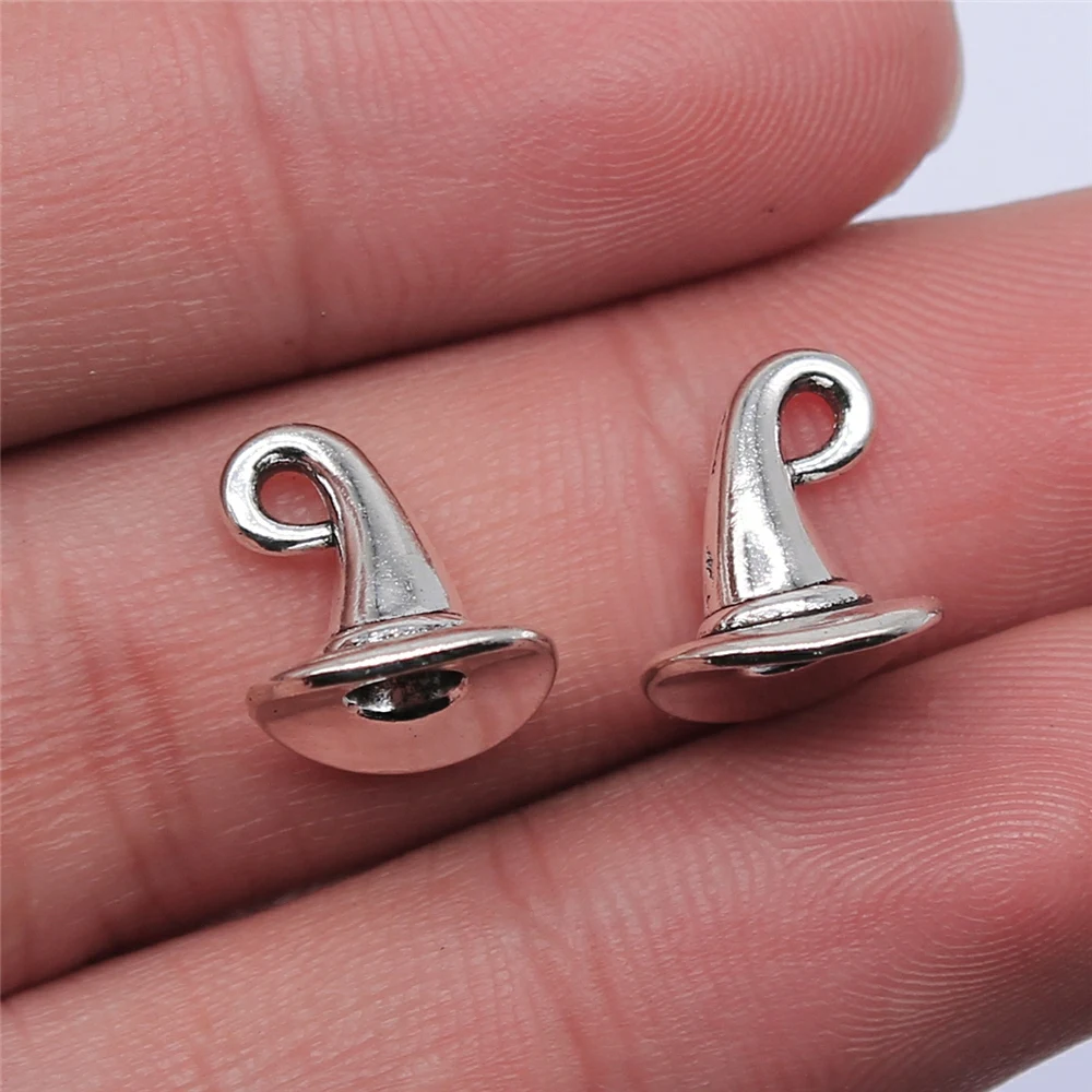 

150pcs 10x10mm Antique Silver Color Wizard Hat Charms For Jewelry Making DIY Jewelry Findings