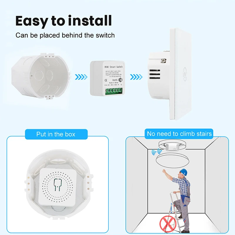 Avoir Wifi Module Smart Life 2Way Switch Relay Tuya Smart Home Control Circuit Breaker Sensor Switch Work With Alexa Google Home