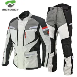 Warm Waterproof MOTOBOY motorcycle Jacket pants  winter motorbike jersey suit men's with CE Protectors motocross Rally Suit