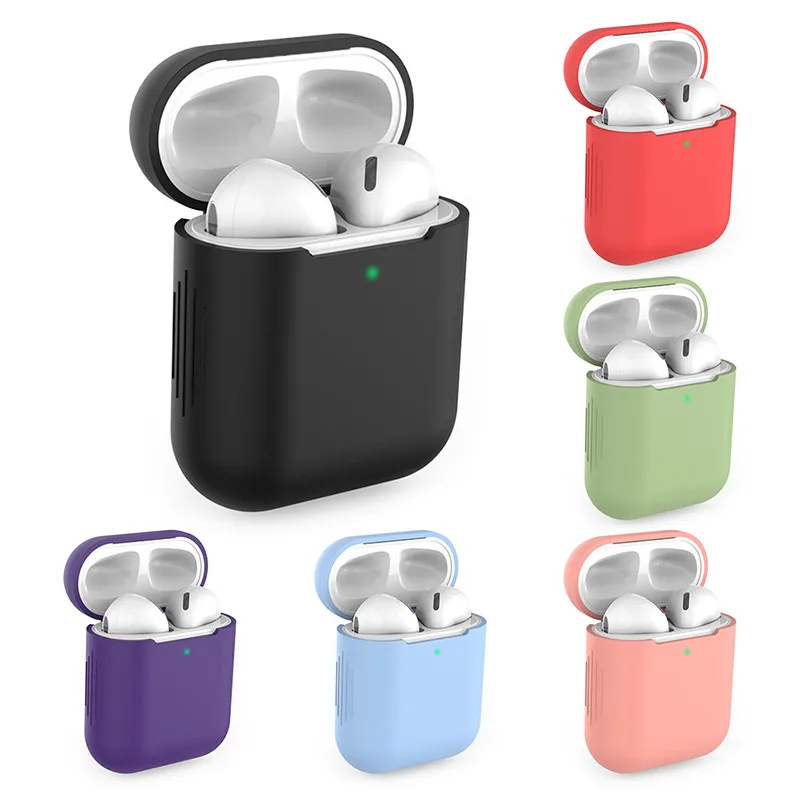 Mới Dẻo Silicone Trường Hợp Cho Airpods1 2nd Sang Trọng Bảo Vệ Tai Nghe Chụp Tai Cover Rung 1 & 2 Chống Sốc Tay