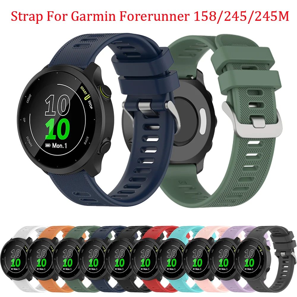 Cinturino per orologio per Garmin Forerunner 158/245/245M/Vivoactive 3 cinturino in Silicone per orologio GHuawei GT2 42mm sostituisci braccialetto