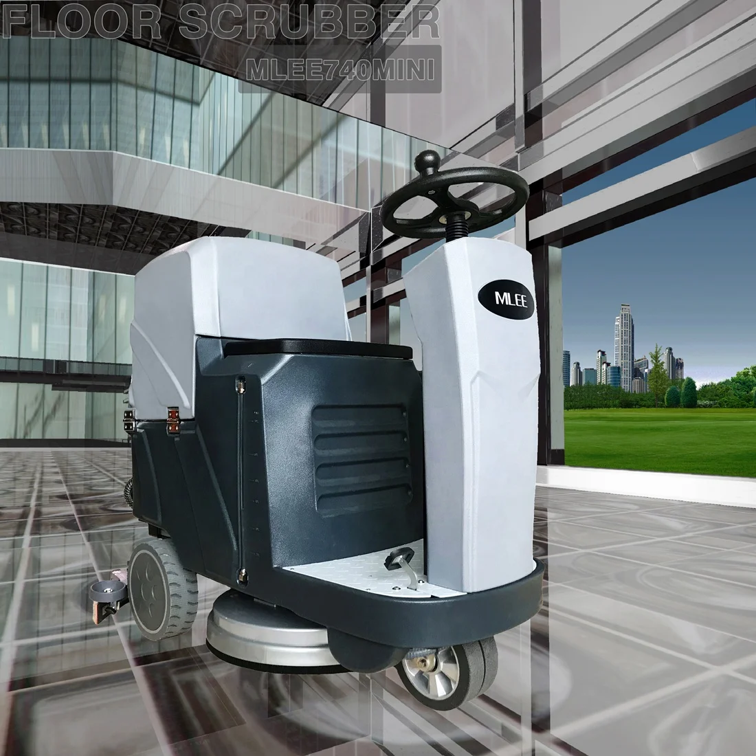 MLEE 740MINI Driving Floor Machine Commercial Marble Tiles Concrete Timber Floor Washing Sweeper