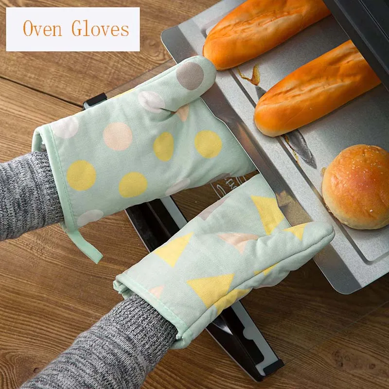 Oven Mitts, Non-Slip Premium Heat Resistant Kitchen Gloves Cotton & Polyester Quilted Oversized Mittens